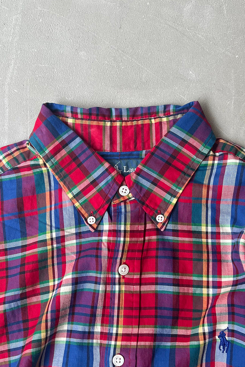 90'S CHECK CLASSIC FIT L/S SHIRT / RED [SIZE: L USED]