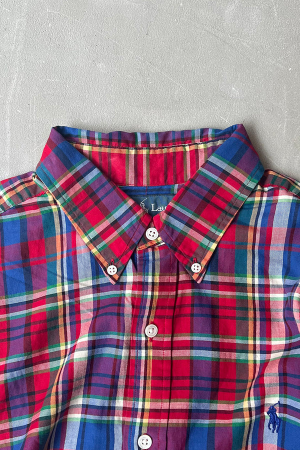 90'S CHECK CLASSIC FIT L/S SHIRT / RED [SIZE: L USED]