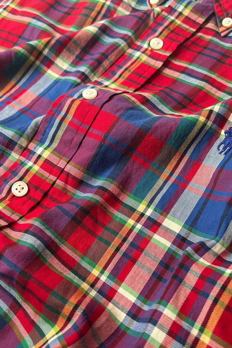 90'S CHECK CLASSIC FIT L/S SHIRT / RED [SIZE: L USED]
