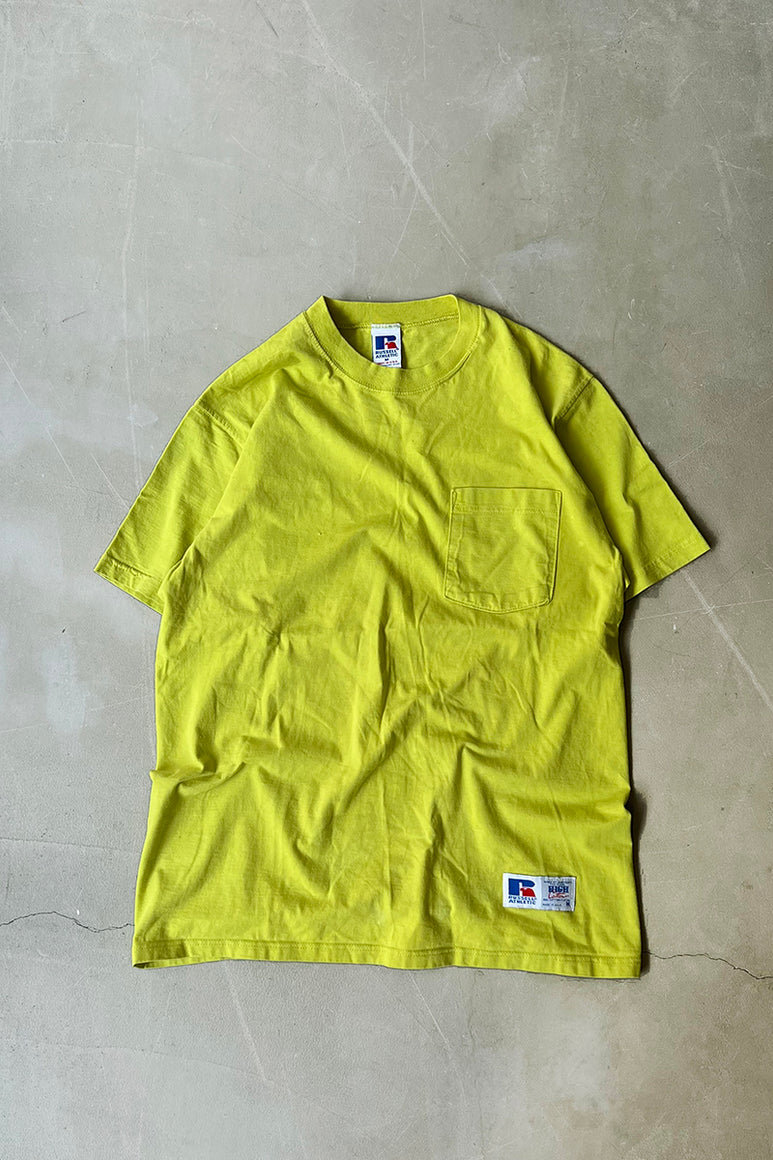 MADE IN USA 90'S HIGH COTTON POCKET T-SHIRT / GREEN [SIZE: M USED]
