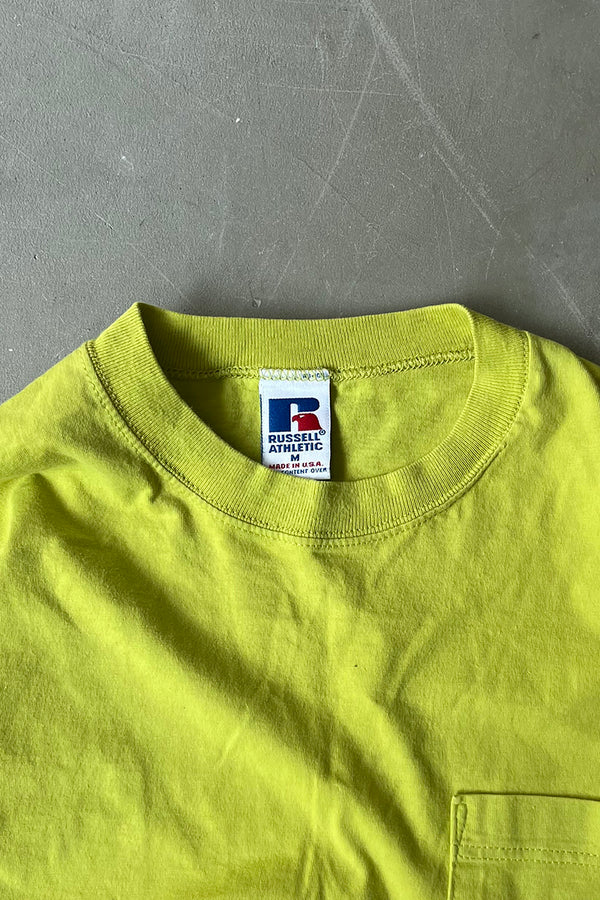 MADE IN USA 90'S HIGH COTTON POCKET T-SHIRT / GREEN [SIZE: M USED]