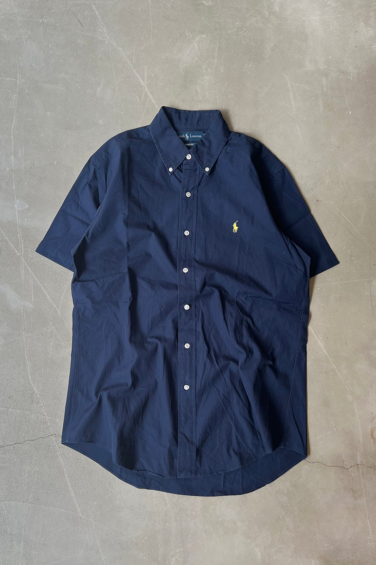 90'S CUSTOM FIT S/S SHIRT / NAVY [SIZE: M USED]