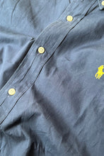 画像をギャラリービューアに読み込む, 90&#39;S CUSTOM FIT S/S SHIRT / NAVY [SIZE: M USED]
