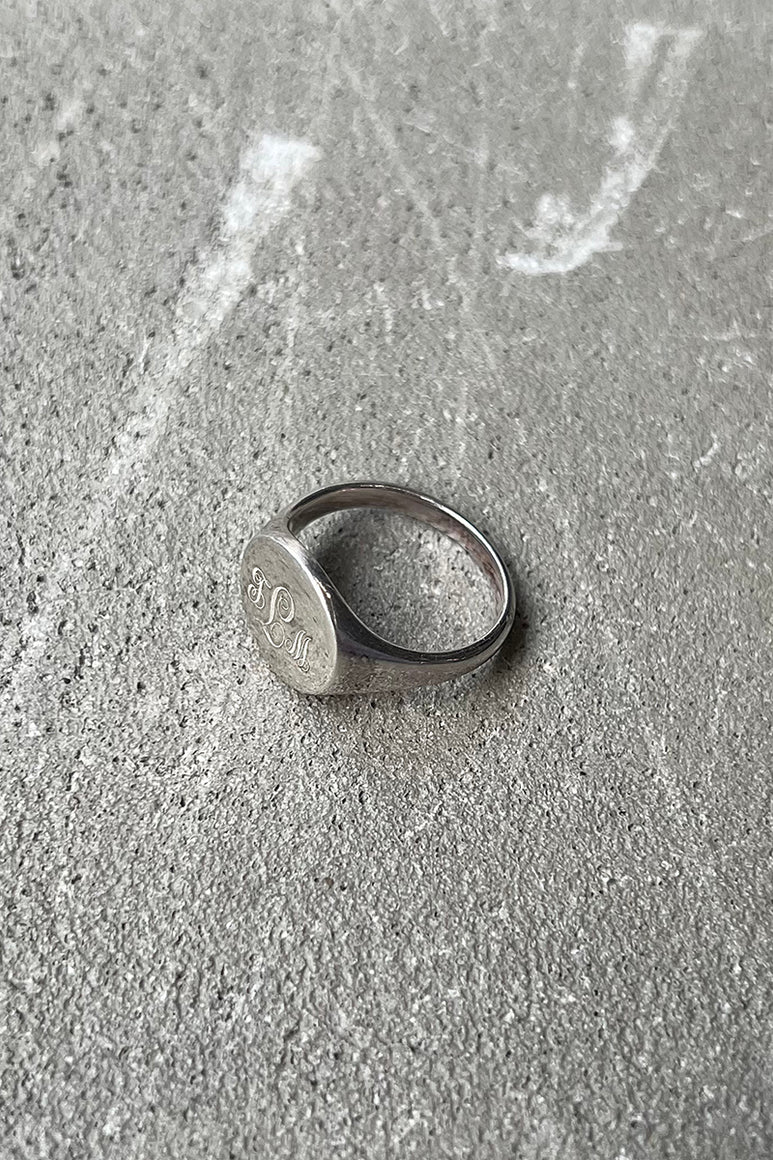 MADE IN ITALY 950 MIRROR SILVER SIGNET RING / SILVER [SIZE: 21号相当 USED]