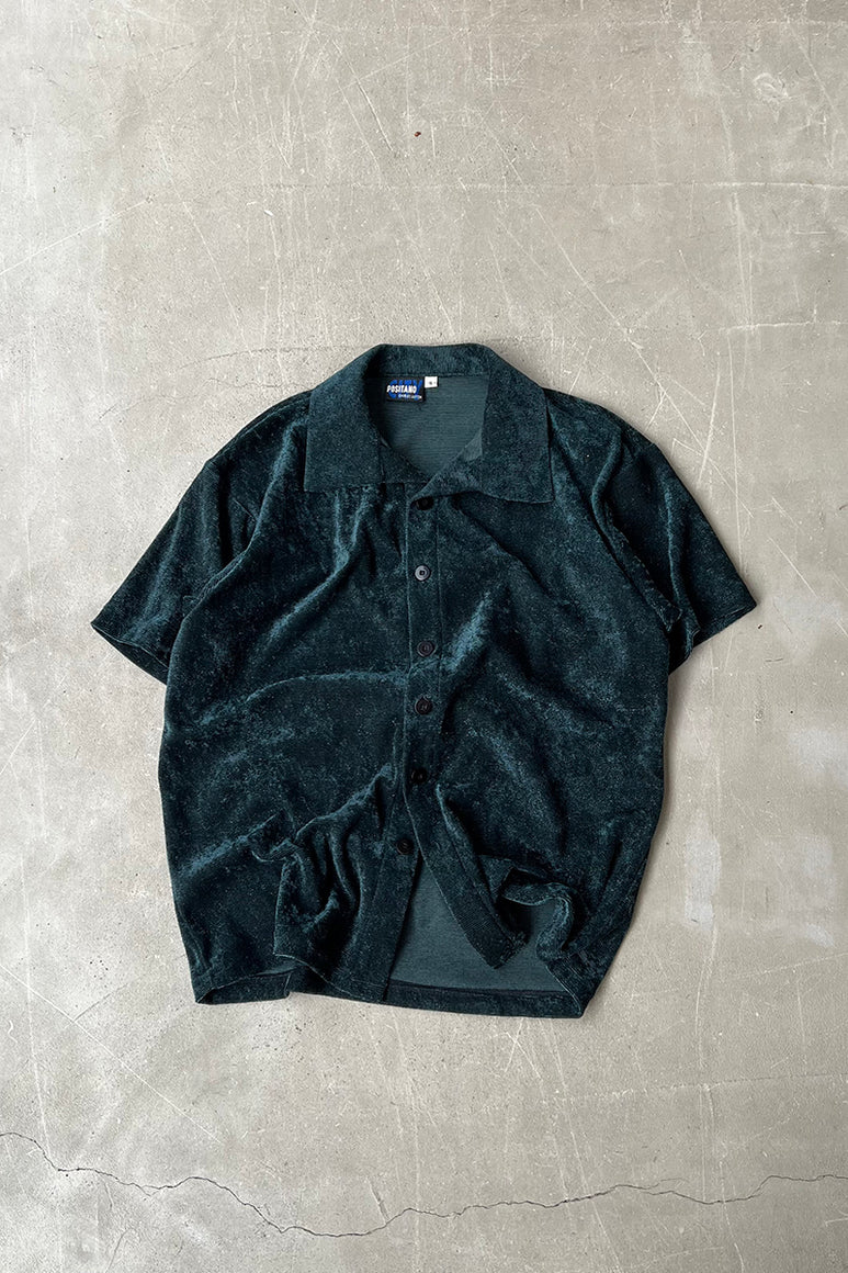 90'S S/S PATTERN SHIRT / GREEN [SIZE: S USED]