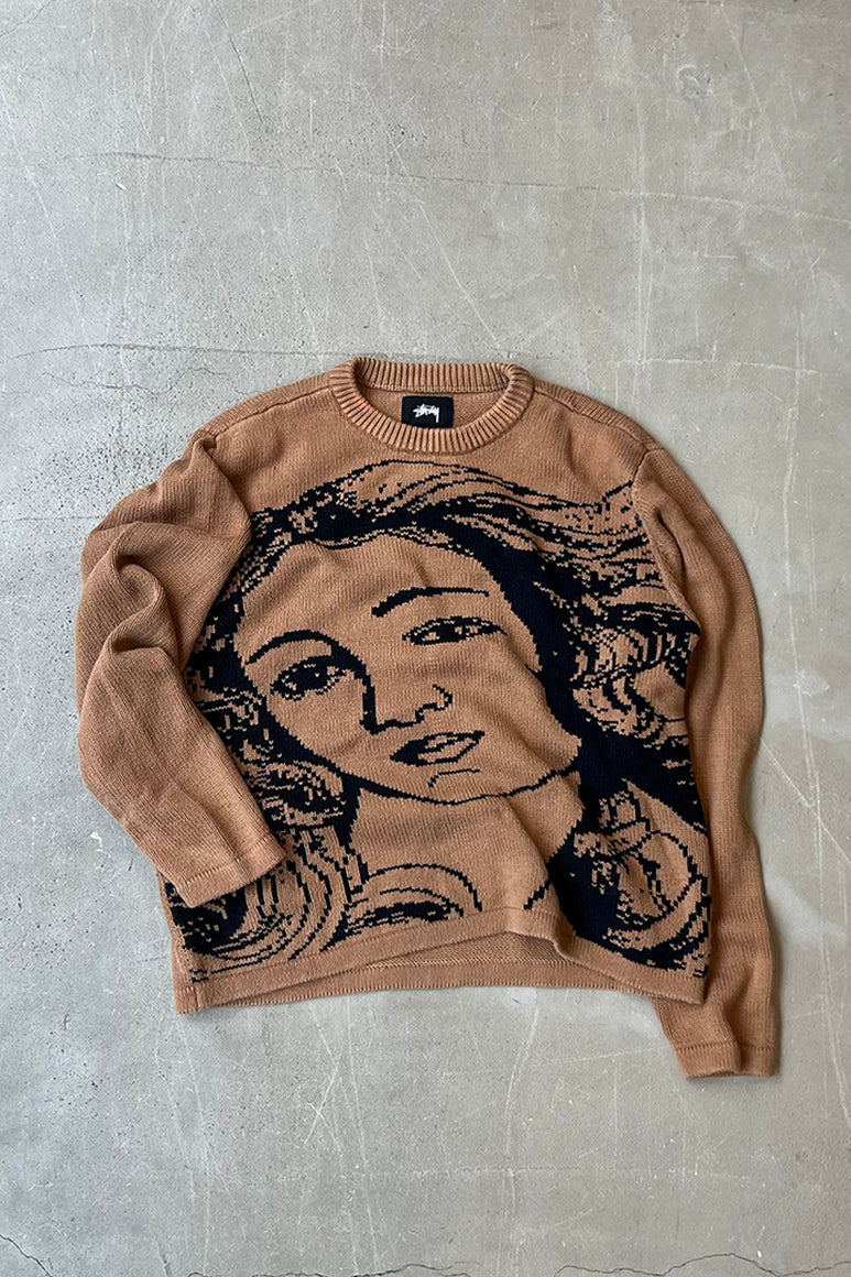 20AW VENUS COTTON KNIT SWEATER / BROWN [SIZE: S USED]
