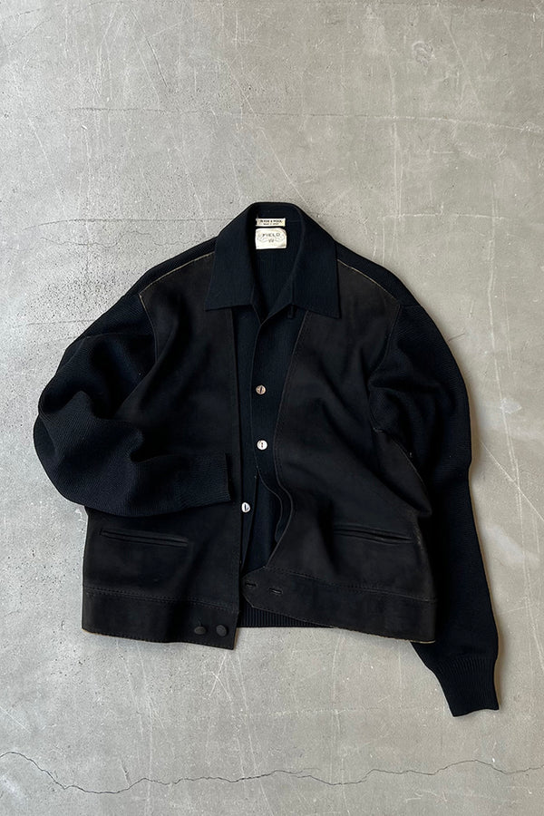 MADE IN SPAIN 70-80'S KNIT & SUEDE JACKET / BLACK [SIZE: M USED]