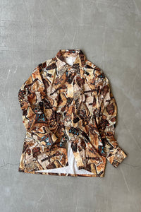 MADE IN CANADA 70'S L/S PATTERN SHIRT / BROWN [SIZE: M USED]