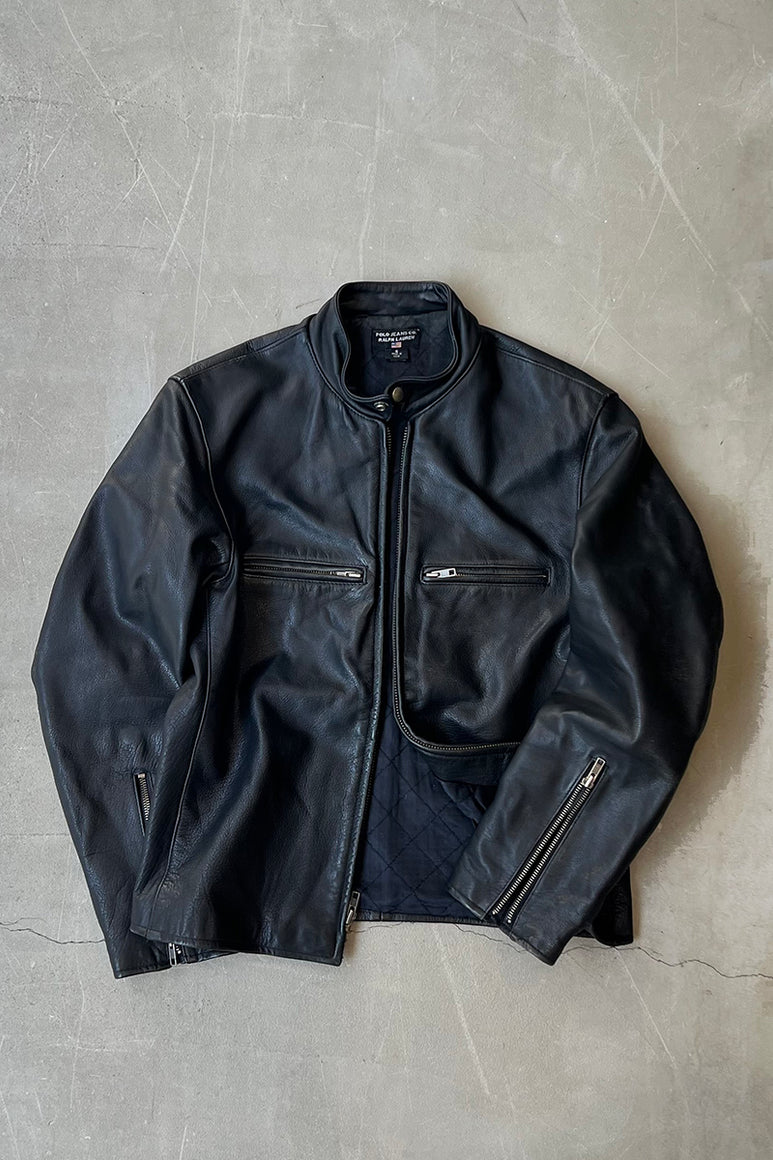 90'S-Y2K EARLY 00'S LEATHER JACKET / BLACK [SIZE: S USED]