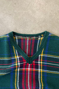 90'S KNIT VEST / CHECK [SIZE: M USED]