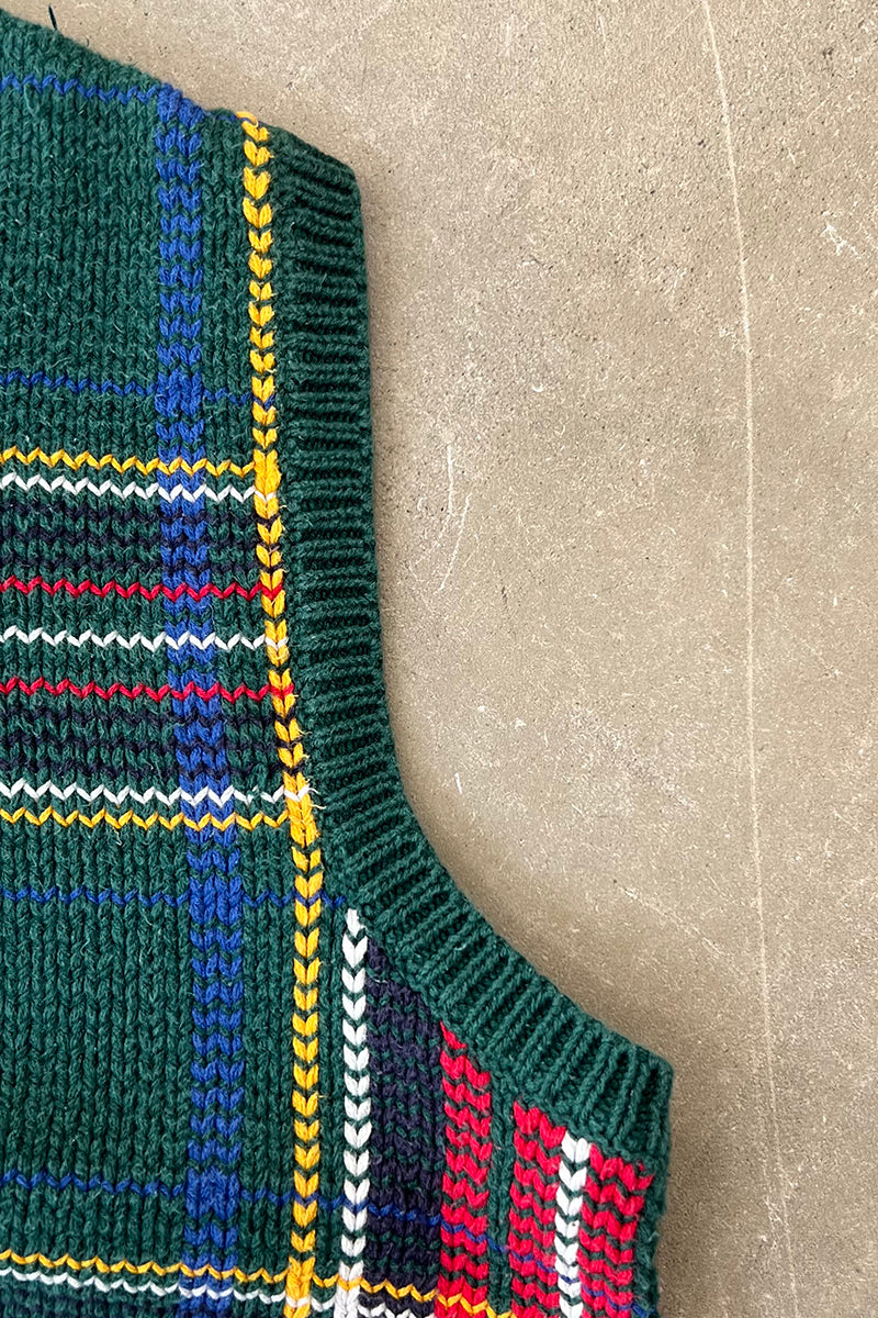 90'S KNIT VEST / CHECK [SIZE: M USED]