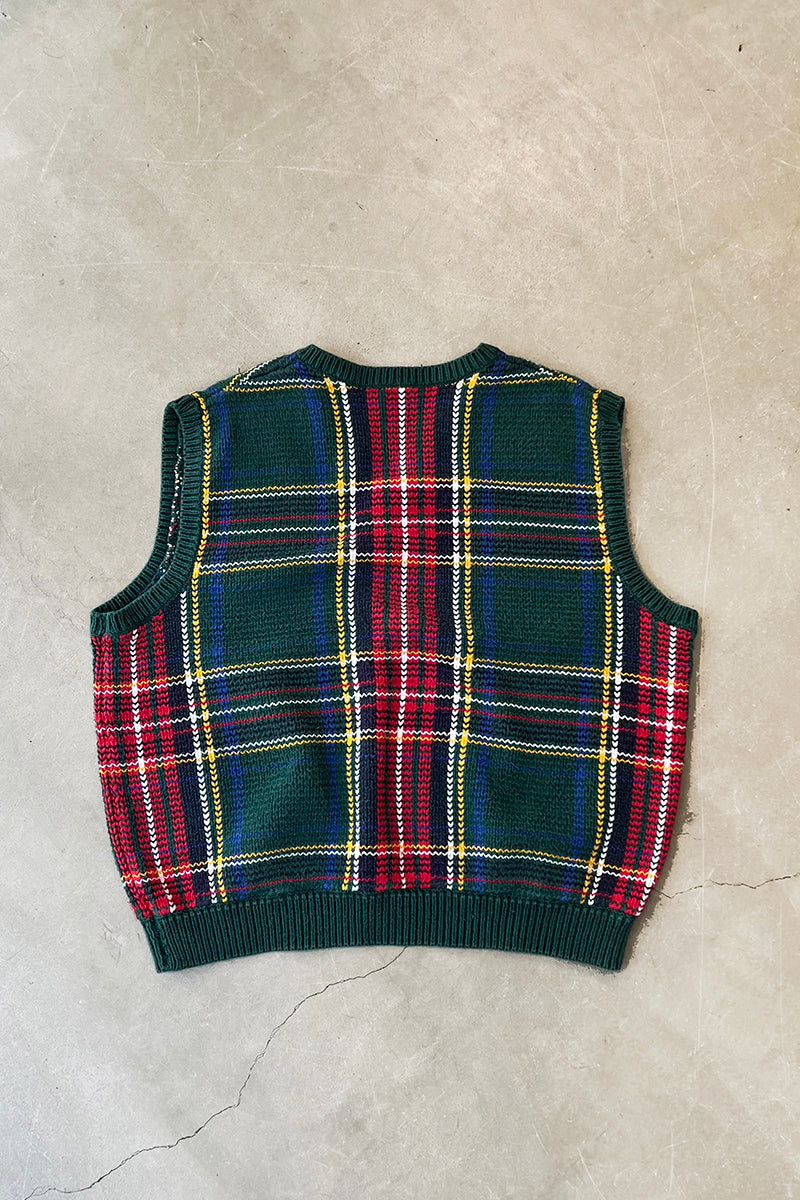 90'S KNIT VEST / CHECK [SIZE: M USED]