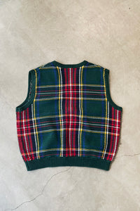90'S KNIT VEST / CHECK [SIZE: M USED]