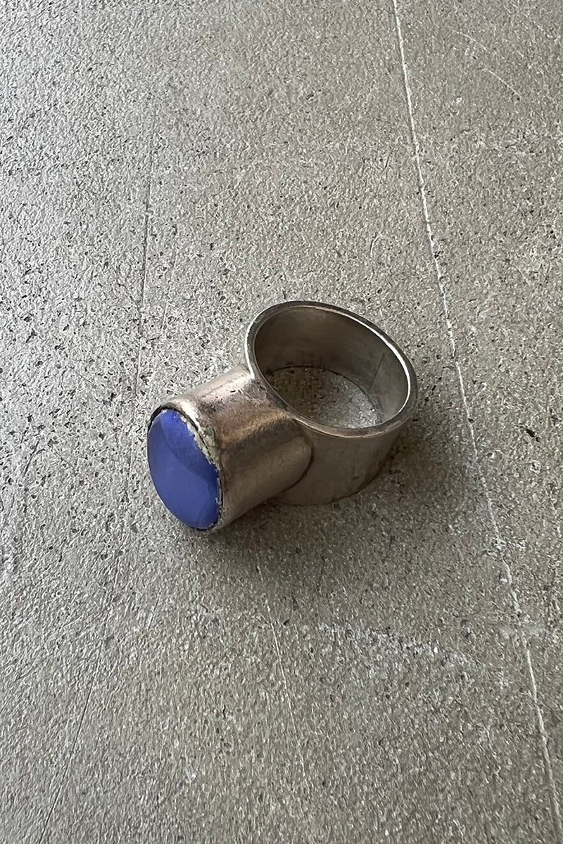 925 SILVER RING W/BLUE STONE / SILVER [SIZE: 19号相当 USED]