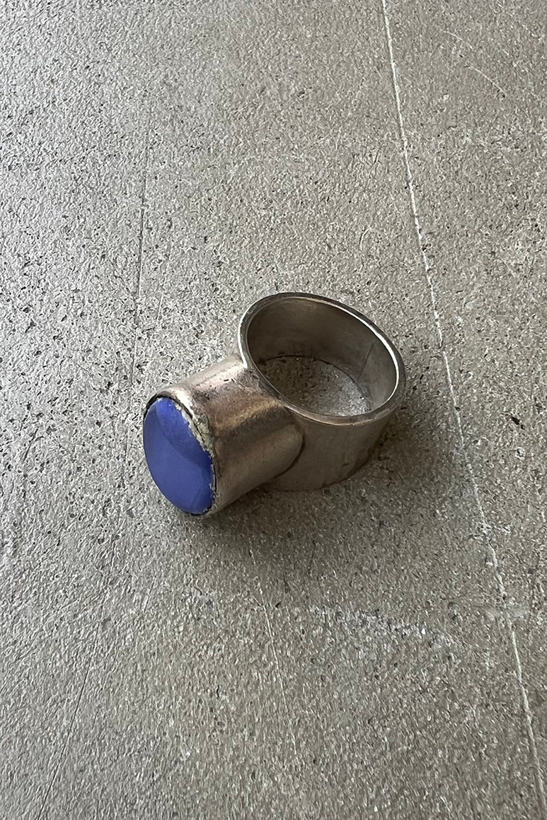 925 SILVER RING W/BLUE STONE / SILVER [SIZE: 19号相当 USED]