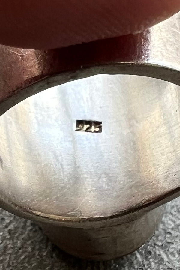 925 SILVER RING W/BLUE STONE / SILVER [SIZE: US 9.5 (approx.) USED]