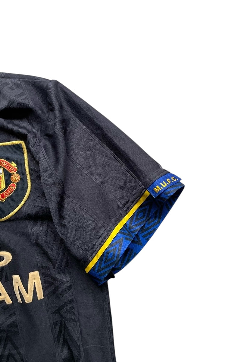 93-95'S MANCHESTER UNITED FOOTBALL GAME SHIRT / BLACK [SIZE: S USED]