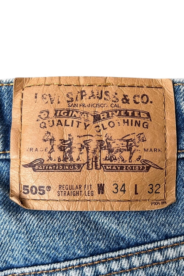 MADE IN USA 90'S 505 DENIM PANTS ORANGE TAB / INDIGO [SIZE: 34 USED]