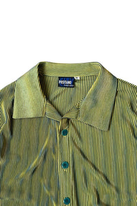 90'S S/S STRIPE SHIRT / YELLOW [SIZE: S USED]
