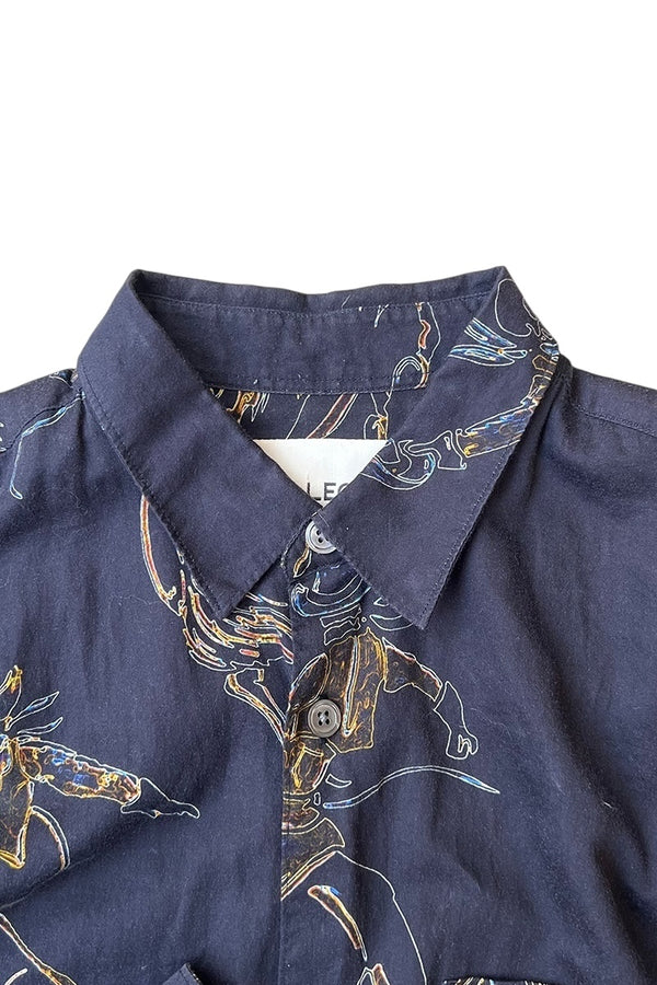 L/S PATTERN SHIRT / BLACK [SIZE: 46 USED]