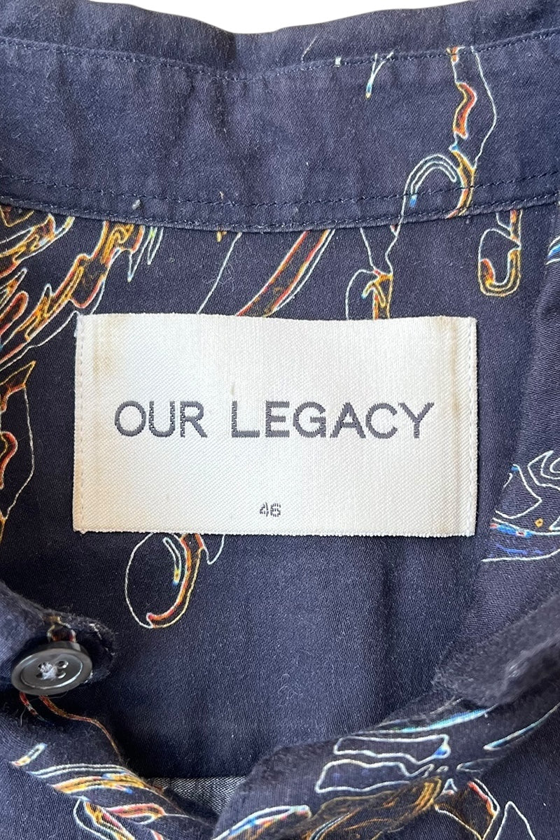 L/S PATTERN SHIRT / BLACK [SIZE: 46 USED]