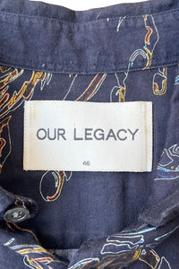 L/S PATTERN SHIRT / BLACK [SIZE: 46 USED]