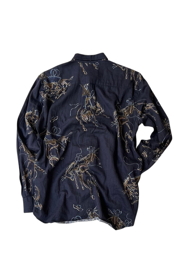 L/S PATTERN SHIRT / BLACK [SIZE: 46 USED]