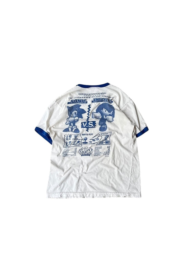 MADE IN USA 90'S SEGA SONIC GAME RINGER T-SHIRT / WHITE [SIZE: S USED]