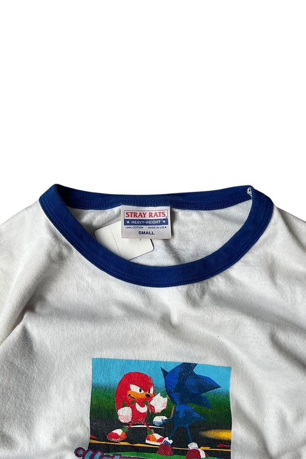 MADE IN USA 90'S SEGA SONIC GAME RINGER T-SHIRT / WHITE [SIZE: S USED]