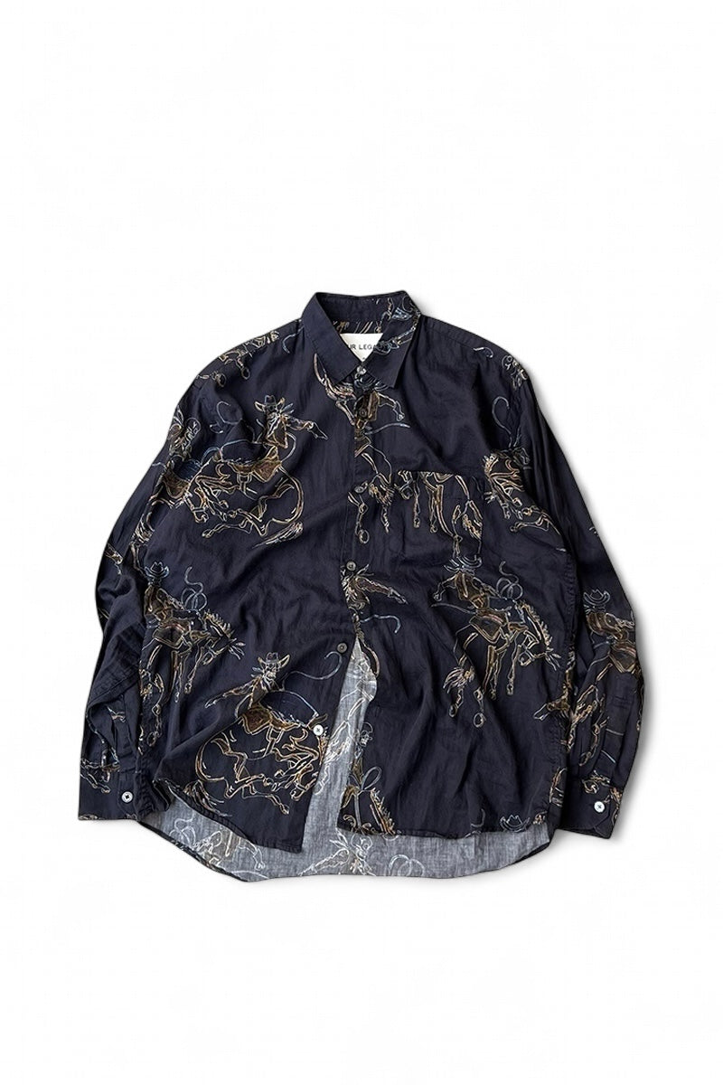 L/S PATTERN SHIRT / BLACK [SIZE: 46 USED]