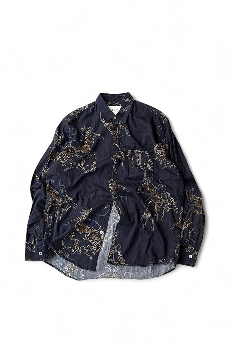 L/S PATTERN SHIRT / BLACK [SIZE: 46 USED]