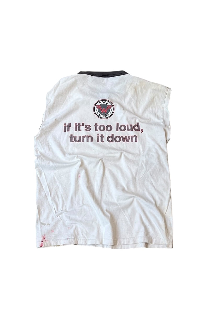 MADE IN USA 90'S WEEZER NO SLEEVE BAND T-SHIRT / WHITE [SIZE: L USED]
