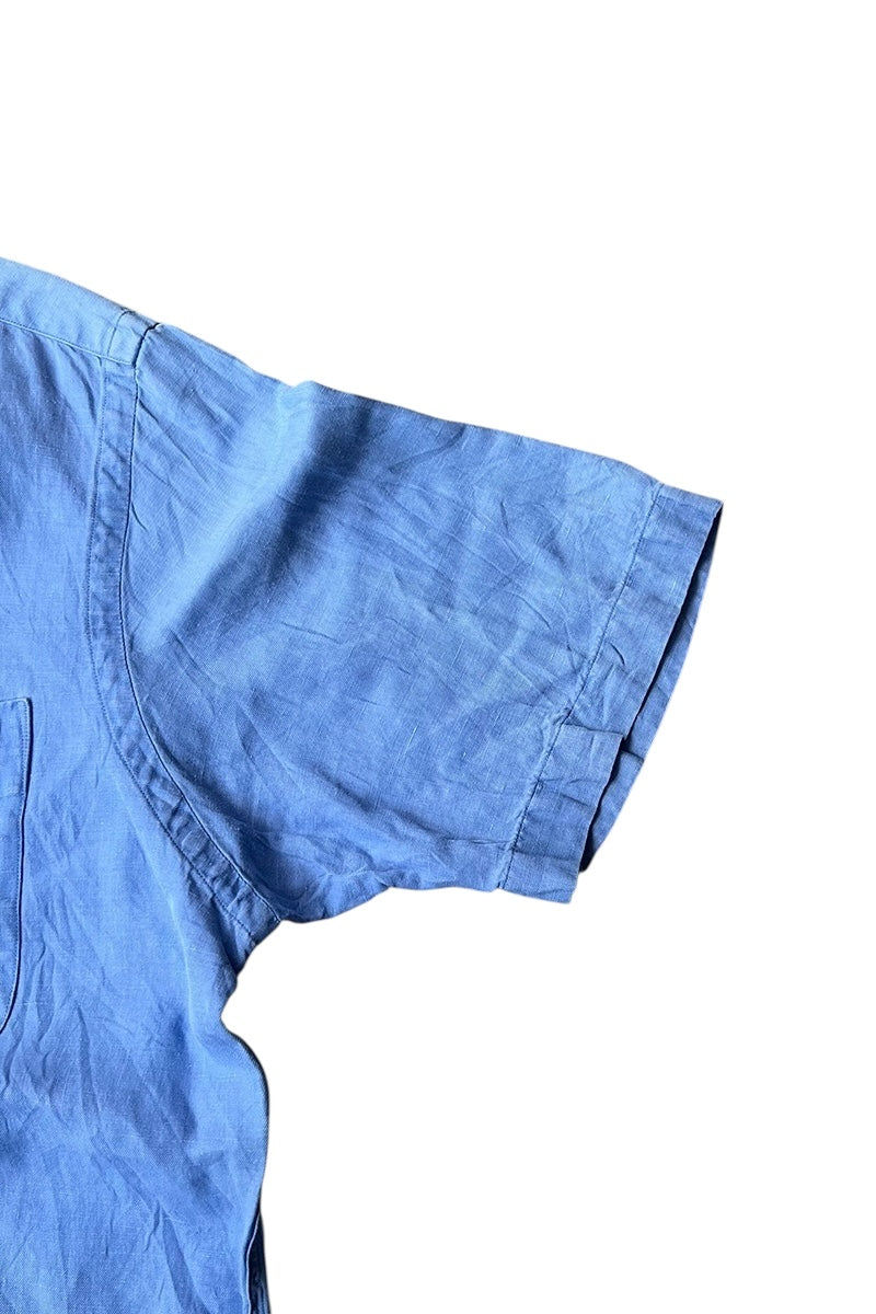 90'S CALDWELL LINEN SILK S/S SHIRT / LIGHT BLUE [SIZE: M USED]