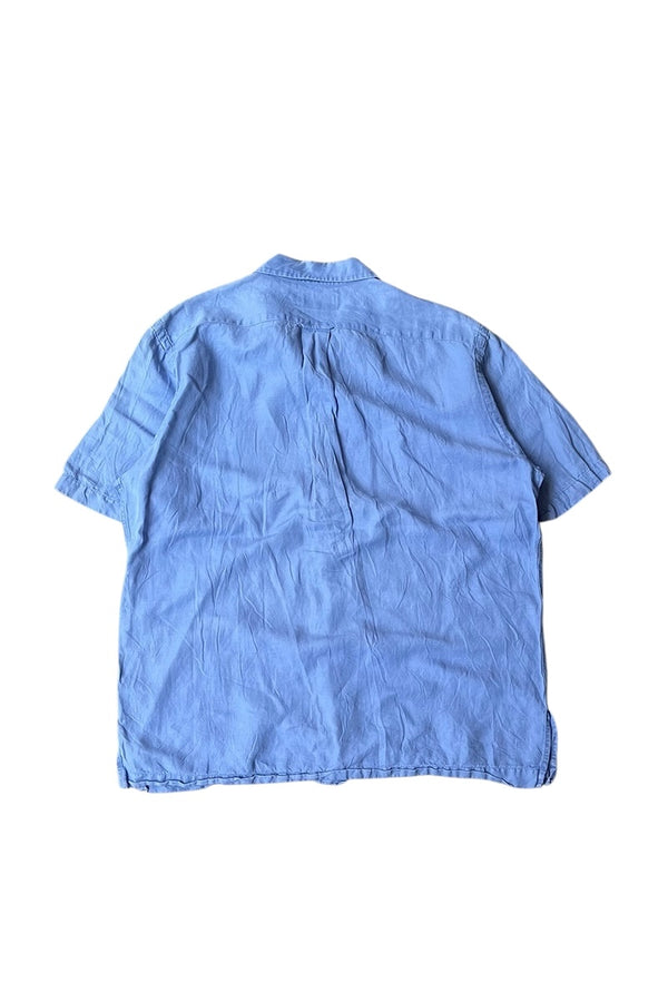 90'S CALDWELL LINEN SILK S/S SHIRT / LIGHT BLUE [SIZE: M USED]
