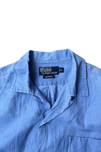 90'S CALDWELL LINEN SILK S/S SHIRT / LIGHT BLUE [SIZE: M USED]