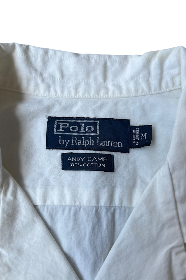 90'S S/S ANDY CAMP OPEN COLLAR SHIRT / WHITE [SIZE: M USED]