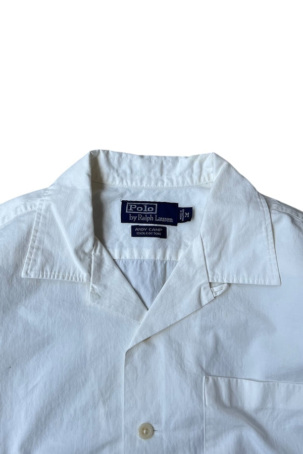 90'S S/S ANDY CAMP OPEN COLLAR SHIRT / WHITE [SIZE: M USED]