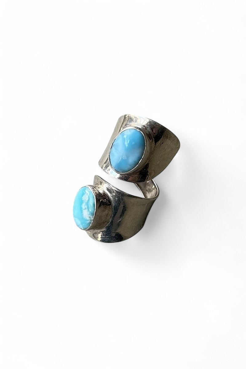 925 SILVER RING W/LARIMAR / SILVER [SIZE: 15号相当 USED]