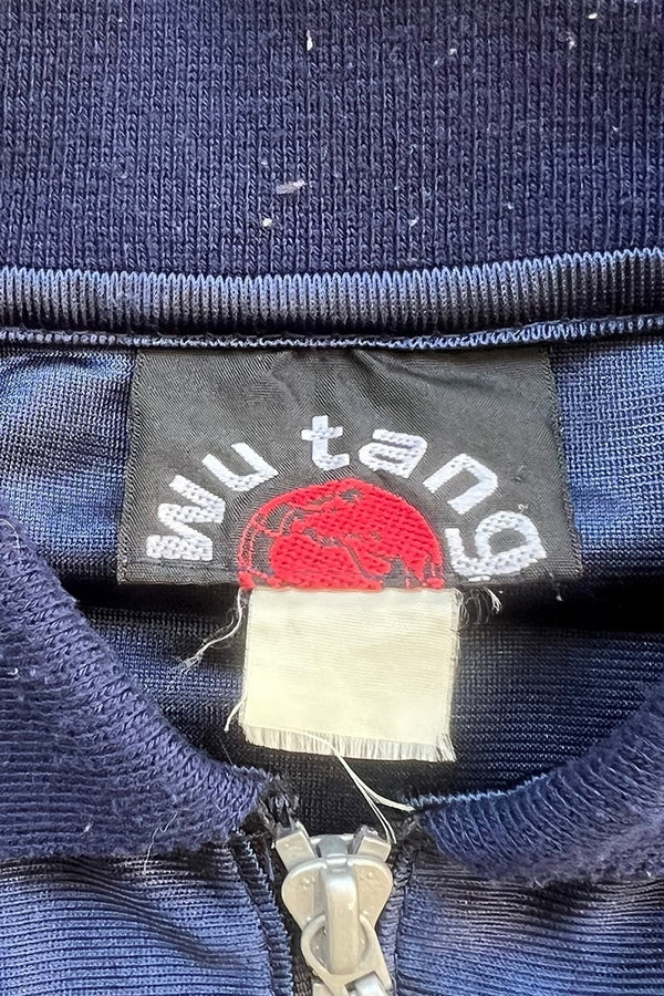 90'S S/S HALF ZIP POLO SHIRT / NAVY [SIZE: L USED]