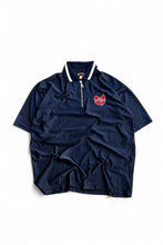 画像をギャラリービューアに読み込む, 90&#39;S S/S HALF ZIP POLO SHIRT / NAVY [SIZE: L USED]

