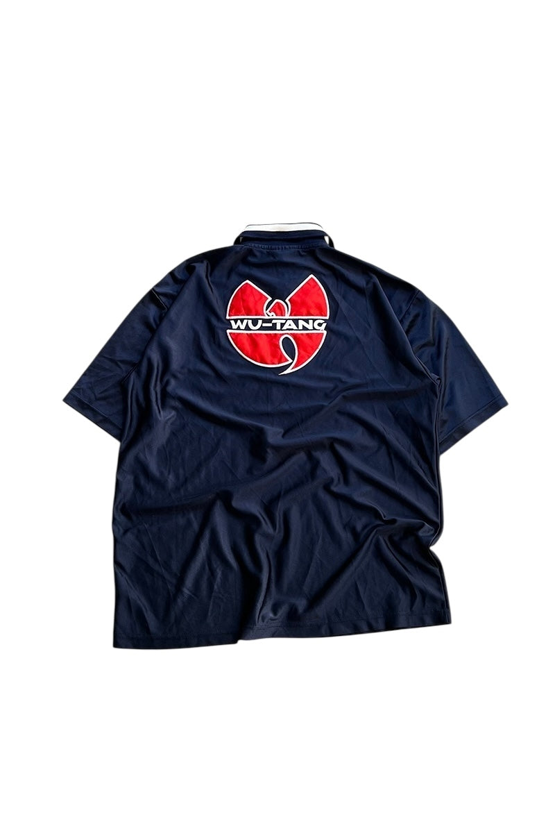 90'S S/S HALF ZIP POLO SHIRT / NAVY [SIZE: L USED]