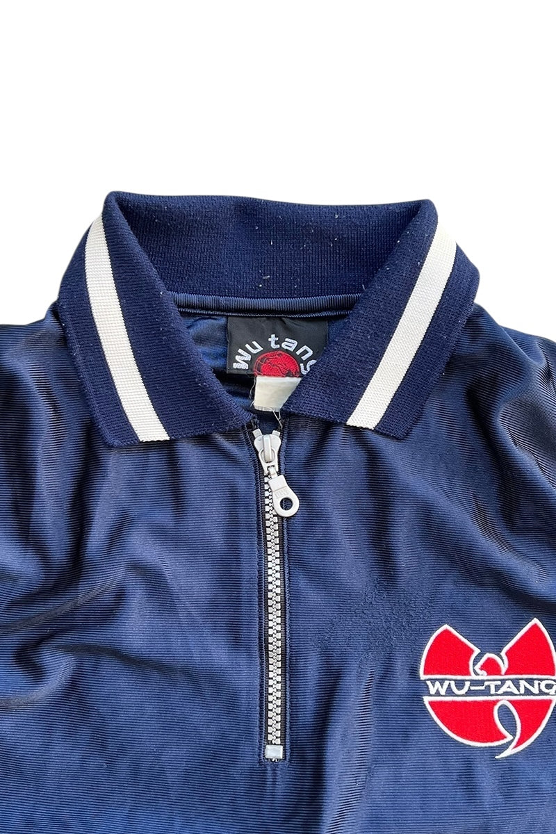 90'S S/S HALF ZIP POLO SHIRT / NAVY [SIZE: L USED]