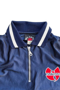 90'S S/S HALF ZIP POLO SHIRT / NAVY [SIZE: L USED]
