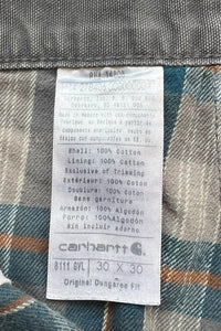 MADE IN USA 14'S DUCK PAINTER PANTS W/FRANNEL CHECK LINNER / GRAY [SIZE: 30 USED]