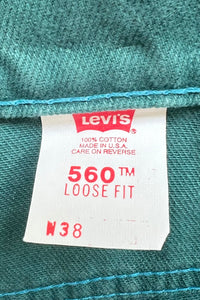 MADE IN USA 94'S 560 DENIM SHORT PANTS / GREEN [SIZE: 36 DEADSTOCK/NOS]