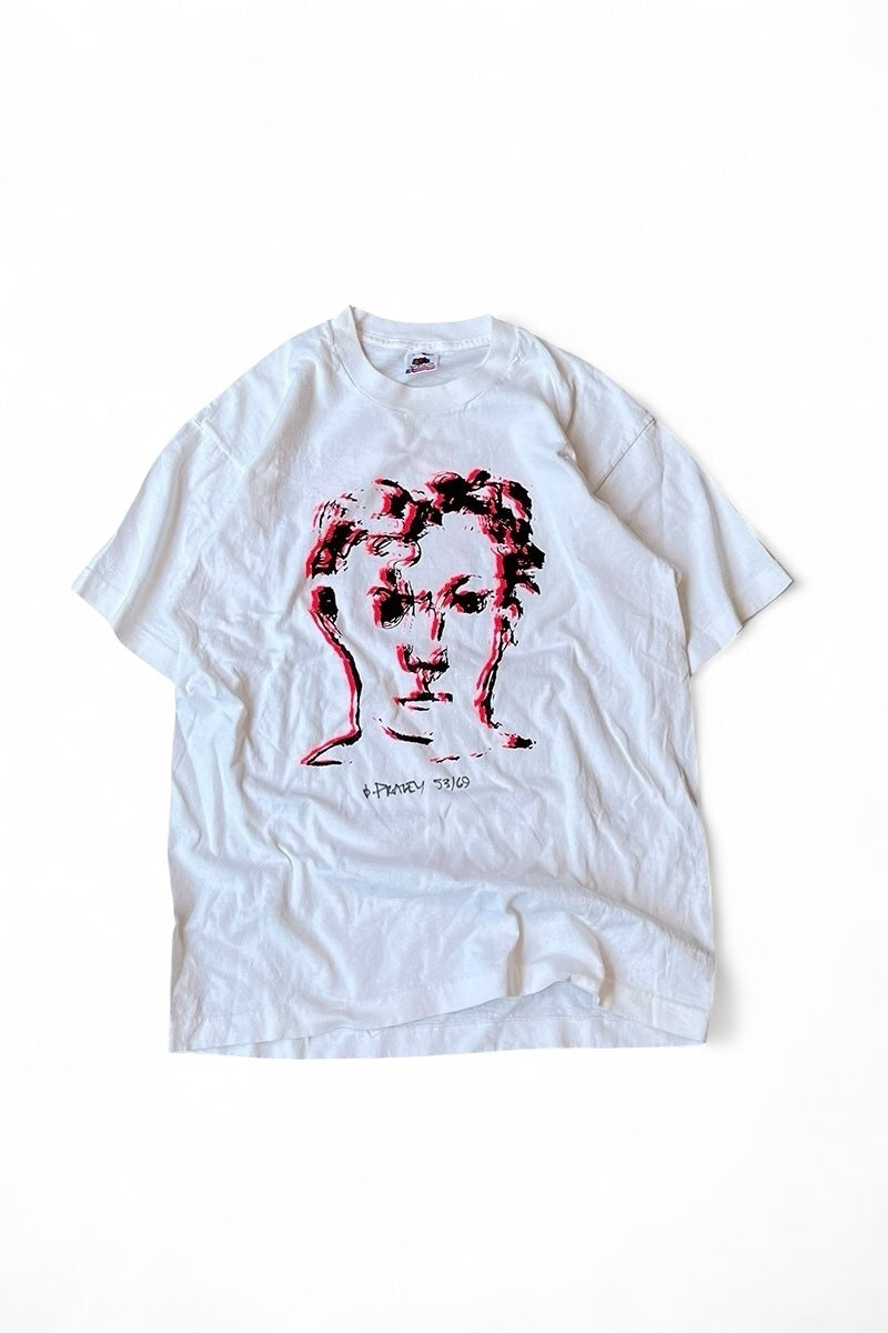 MADE IN USA 91'S DAVID FRALEY ART T-SHIRT / WHITE [SIZE: L USED]