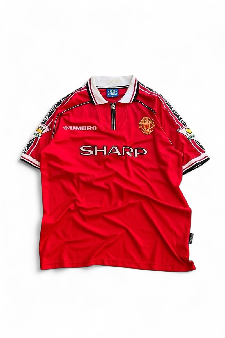 98-00'S BECKHAM FOOTBALL GAME SHIRT / RED [SIZE: XL USED]