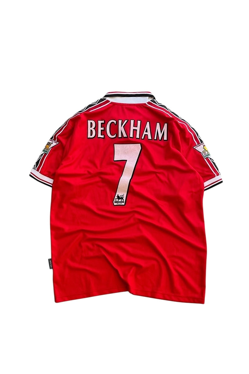 98-00'S BECKHAM FOOTBALL GAME SHIRT / RED [SIZE: XL USED]