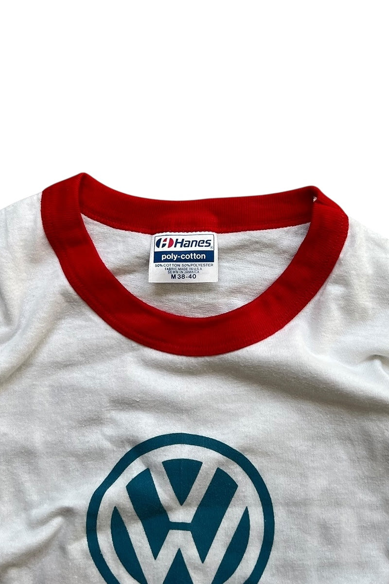 MADE IN USA 90'S VOLKSWAGEN RINGER T-SHIRT / WHITE [SIZE: M USED]