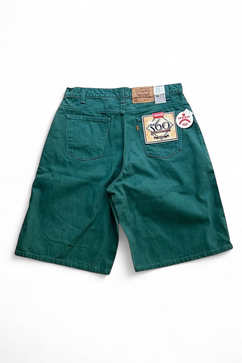 MADE IN USA 94'S 560 DENIM SHORT PANTS / GREEN [SIZE: 36 DEADSTOCK/NOS]